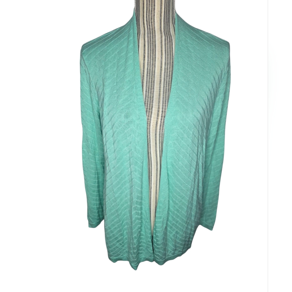 Charter Club Women's Aqua Longsleeve Open-Front Cardigan Size P XL